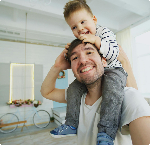 a dad playing with his son