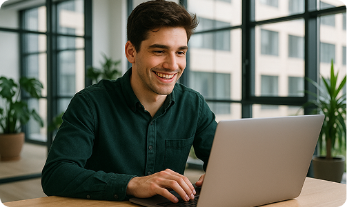 man with a laptop