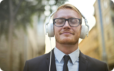 man listening to music